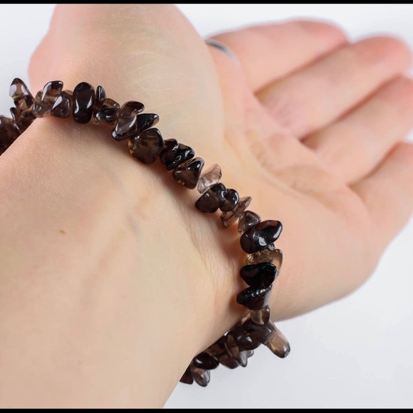 Smoky Quartz chips Stretch elastic Bracelet - Picture 2 of 2